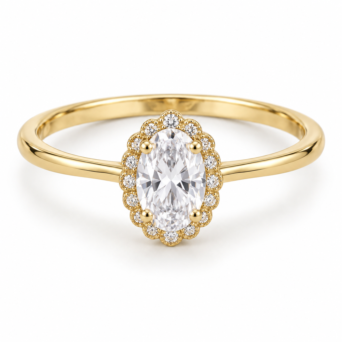 Thalia Oval Scallop Halo — front view